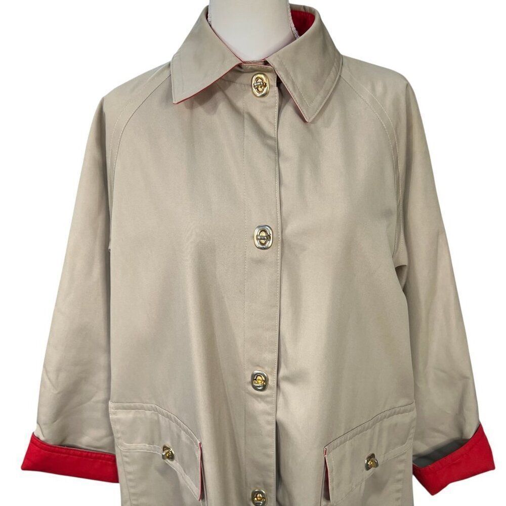 Vintage Bonnie Cashin Trench Tent Coat Russ Taylor Red Beige Coach Turn Lock - Picture 7 of 16